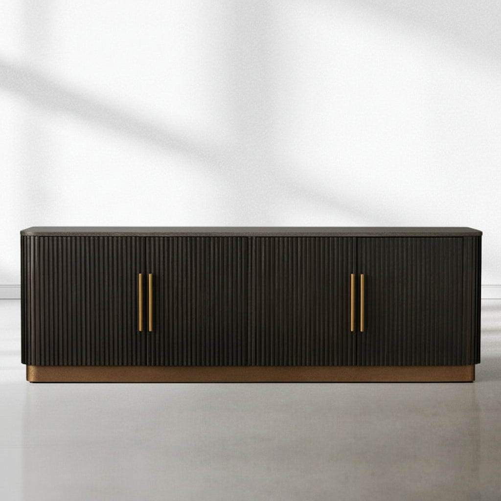 Finnegan Fluted Media Console 80”W 94“W