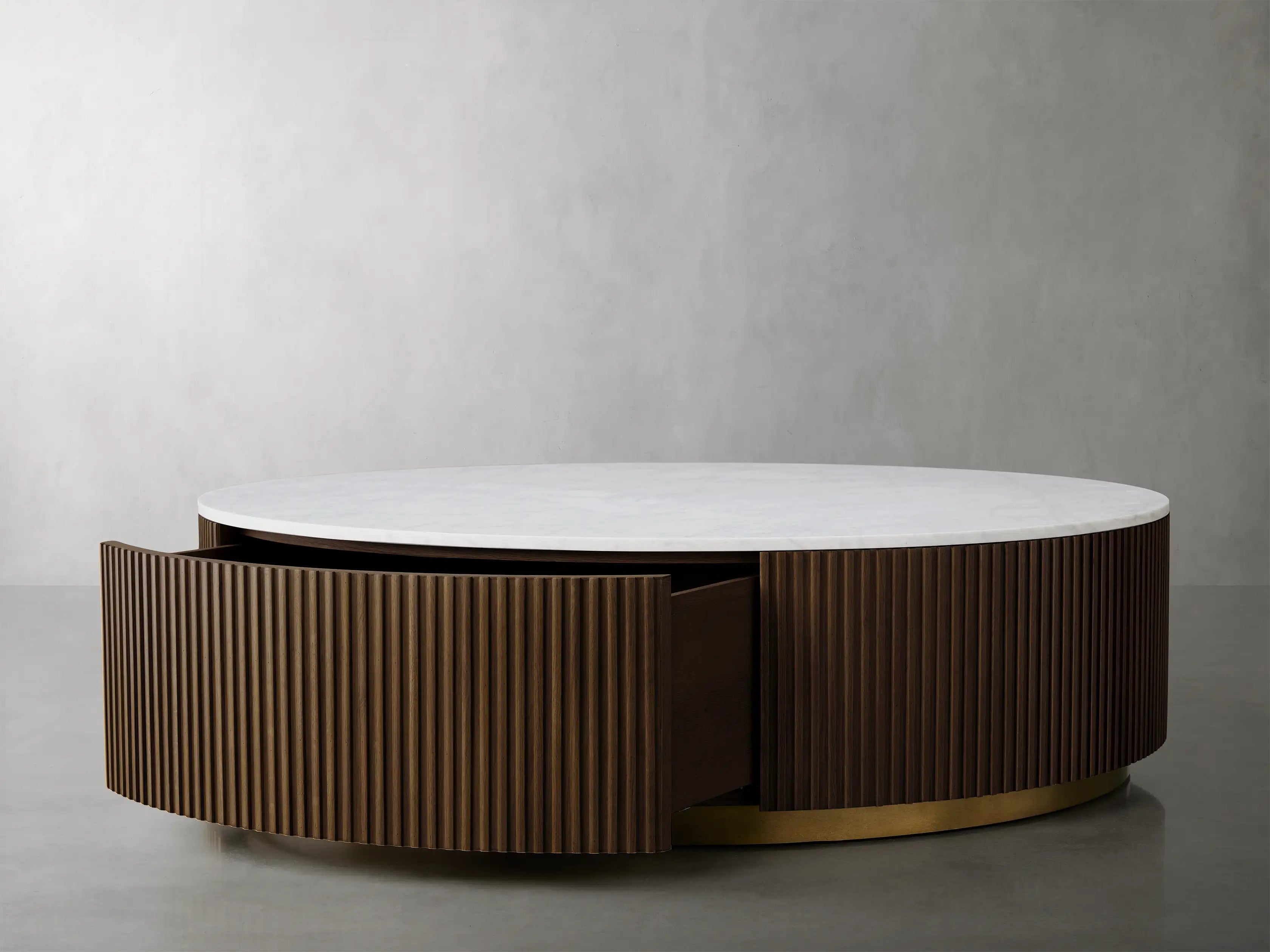 Finnegan Round Storage Coffee Table 42“D 54”D