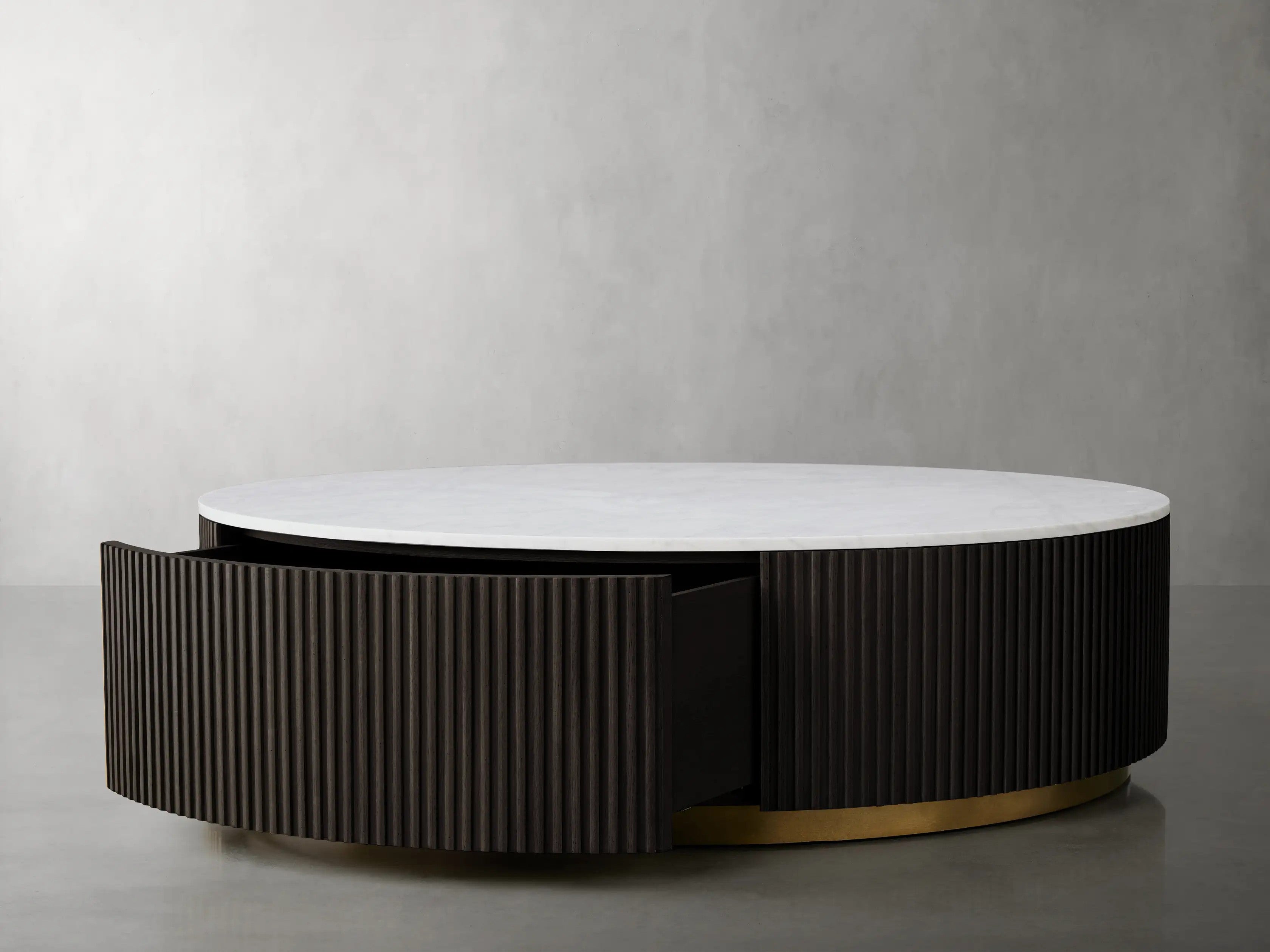 Finnegan Round Storage Coffee Table 42“D 54”D