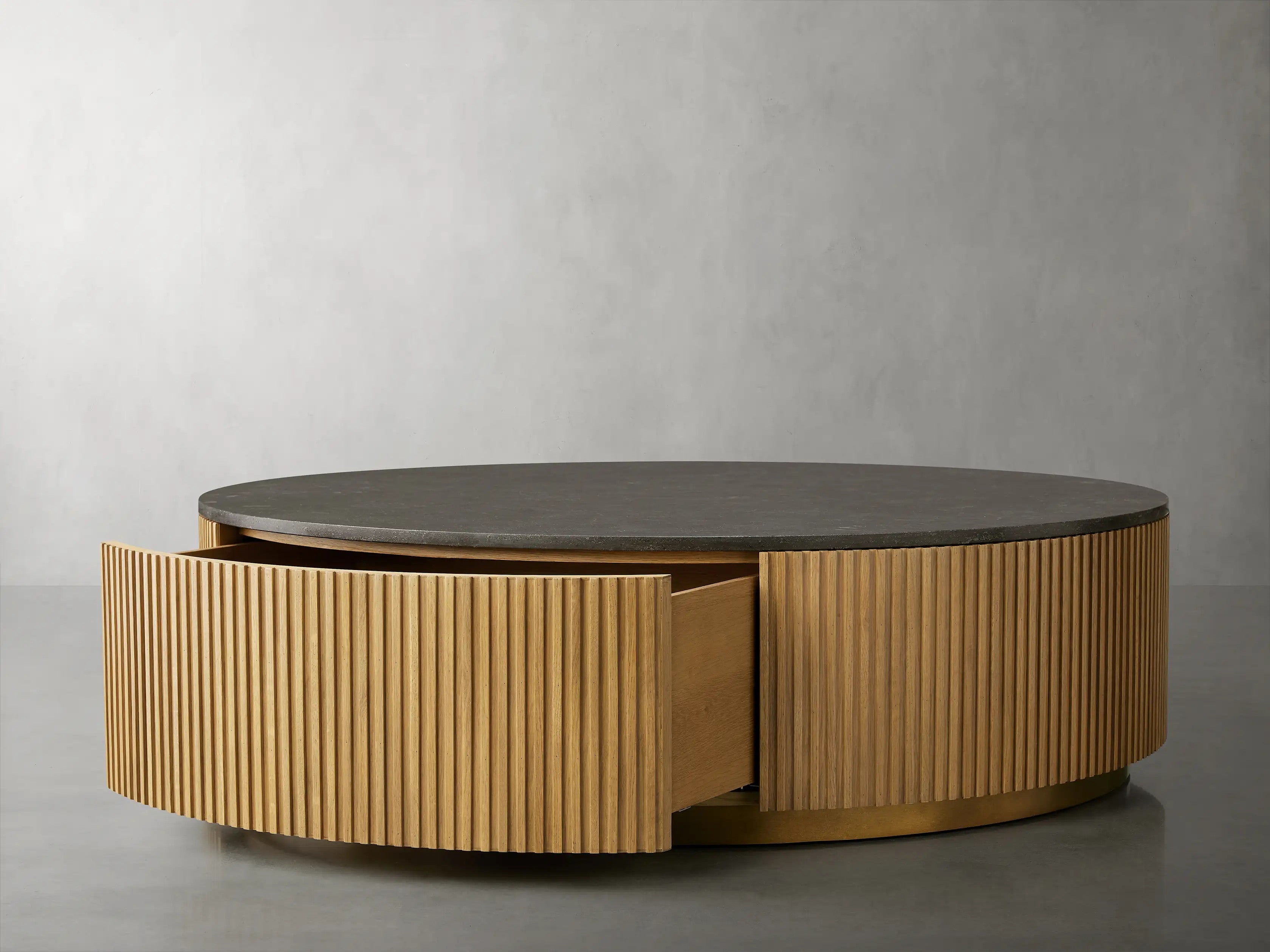 Finnegan Round Storage Coffee Table 42“D 54”D
