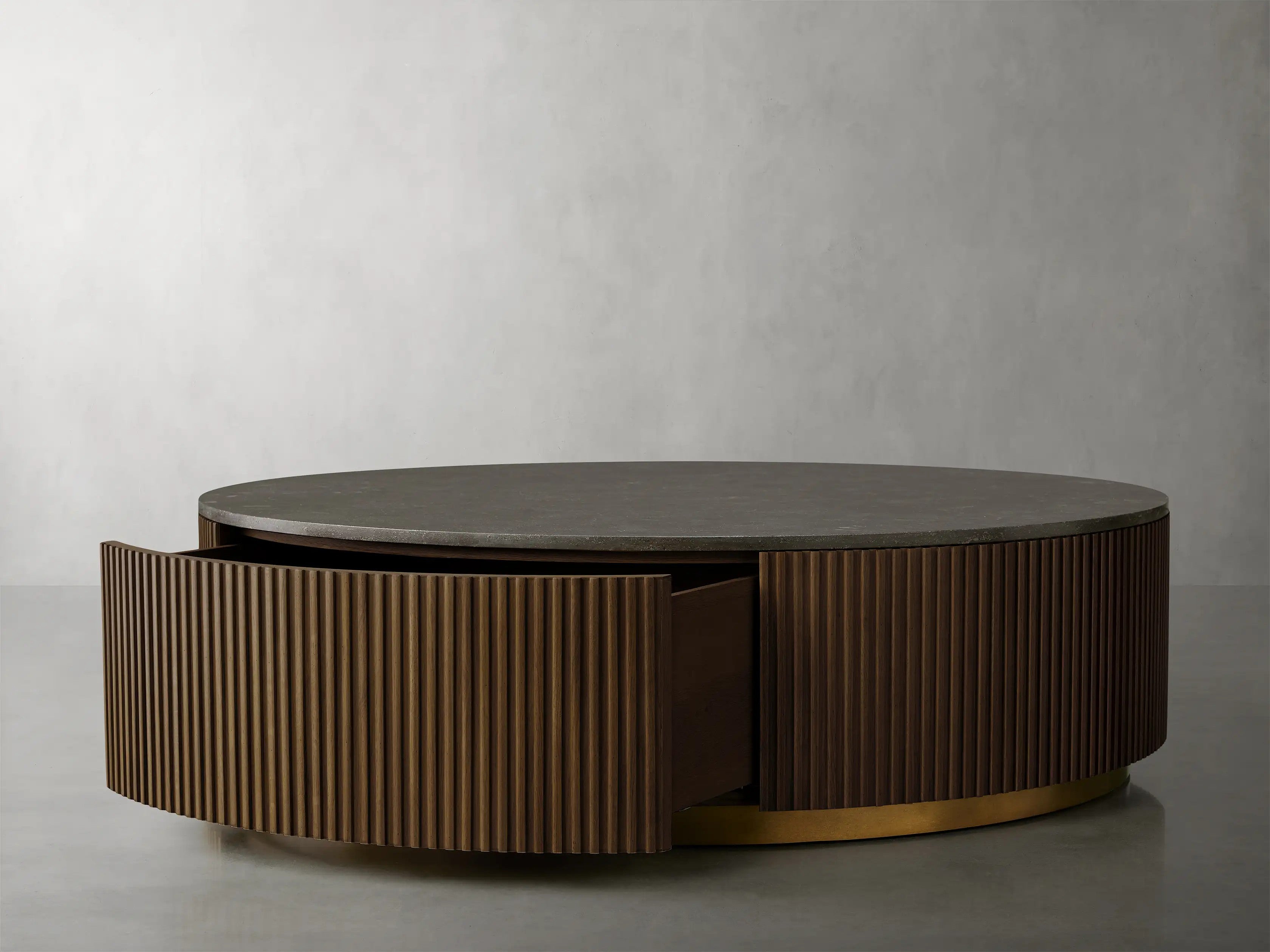 Finnegan Round Storage Coffee Table 42“D 54”D