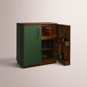 Brevan Bar Cabinet — WALNUT & FOREST GREEN
