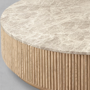 Mullhaven Oak Wood & Stone Round Coffee Table 48