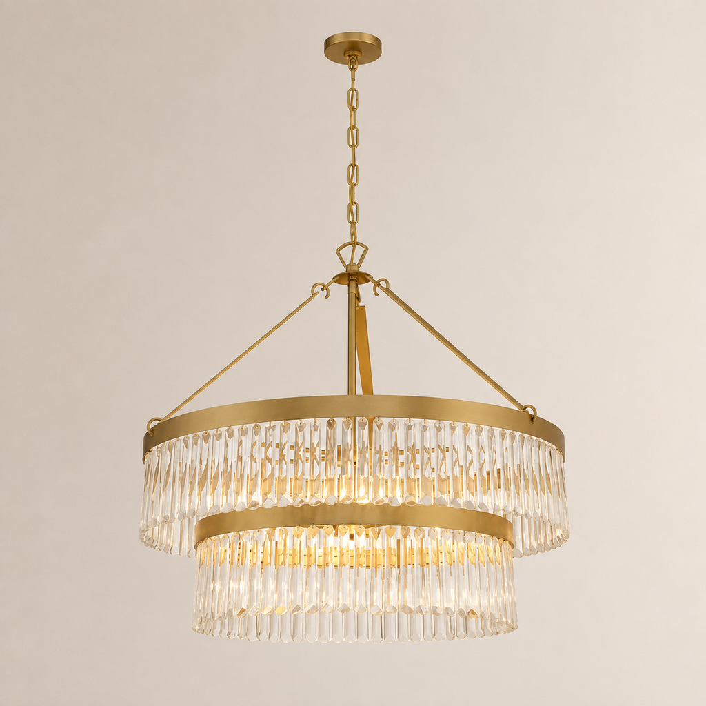 Grent 2-Tier Round  Crystals Chandelier 32"