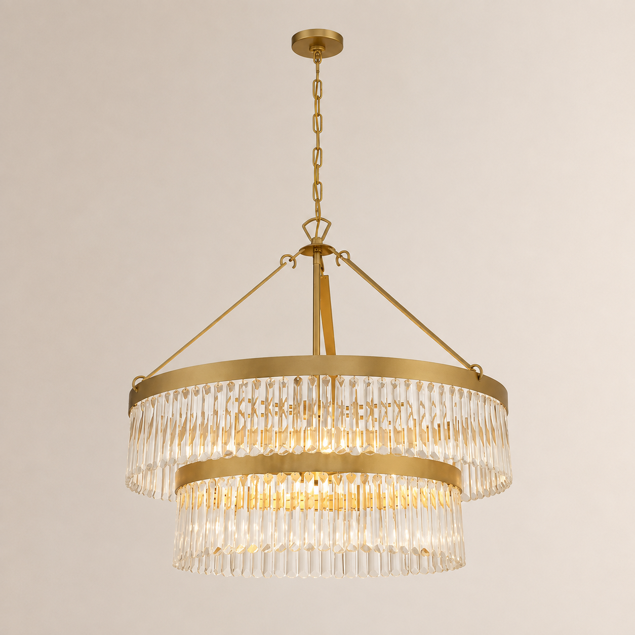 Grent 2-Tier Round  Crystals Chandelier 32"
