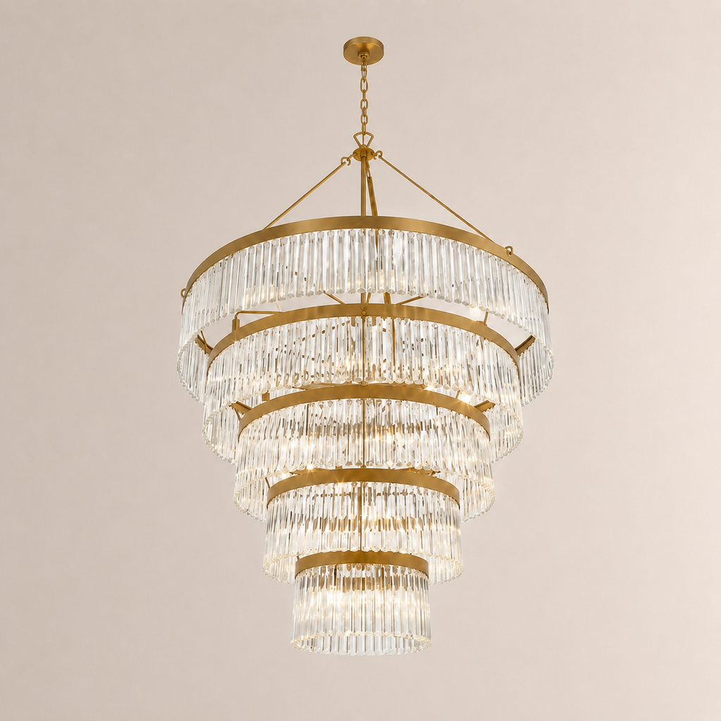Grent 5-Tier Round Crystal Chandelier 48"