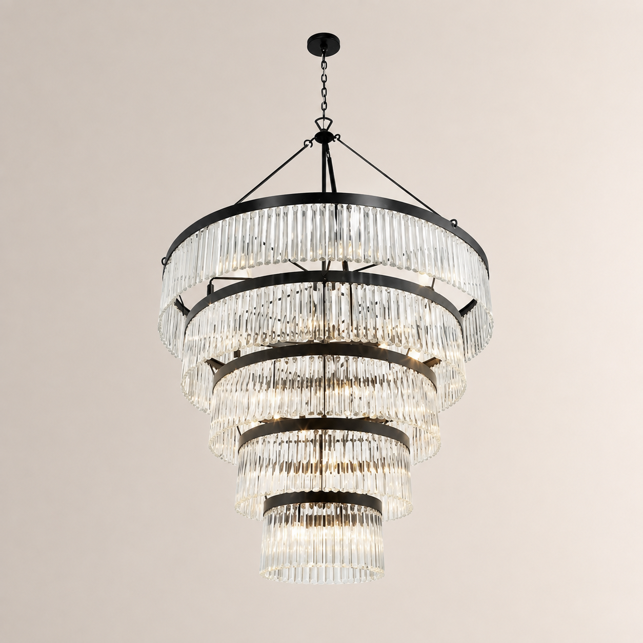 Grent 5-Tier Round Crystal Chandelier 48"