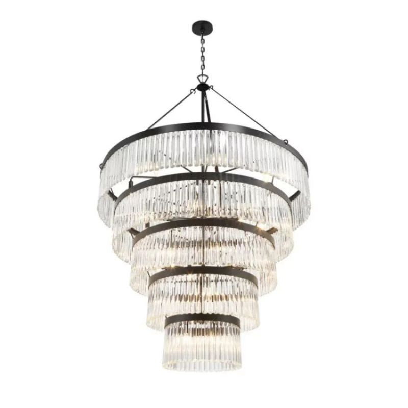 Grentl 5-Tier Round Crystal Chandelier 48" - kimoylights