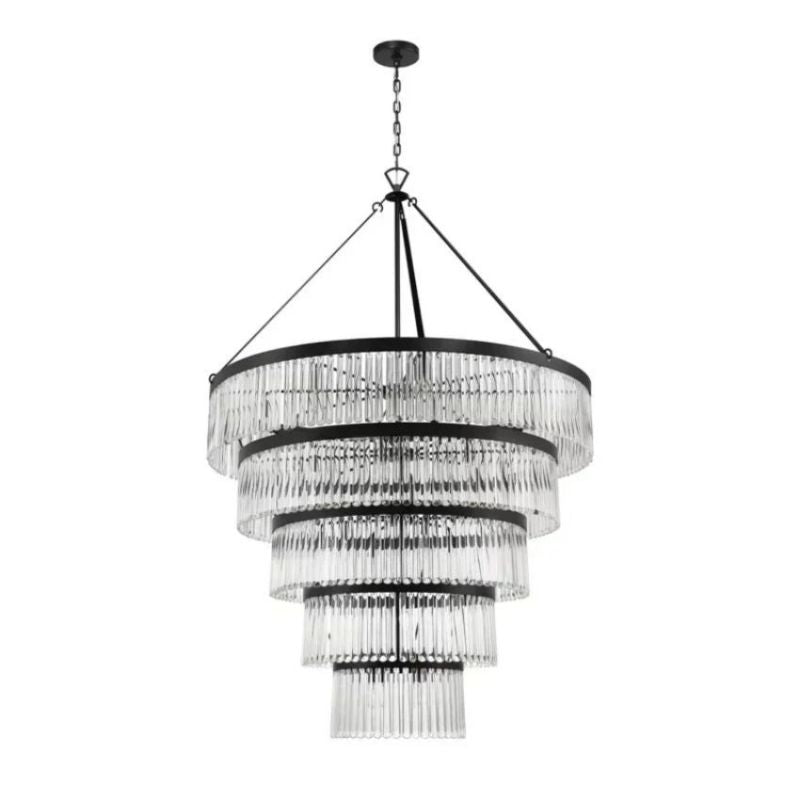 Grentl 5-Tier Round Crystal Chandelier 48" - kimoylights