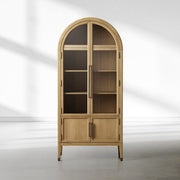 Haven Glass-Door Oak Cabinet  36“W 46”W