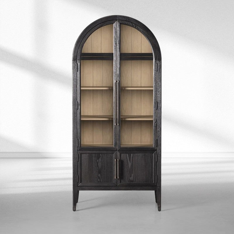 Haven Glass-Door Oak Cabinet  36“W 46”W