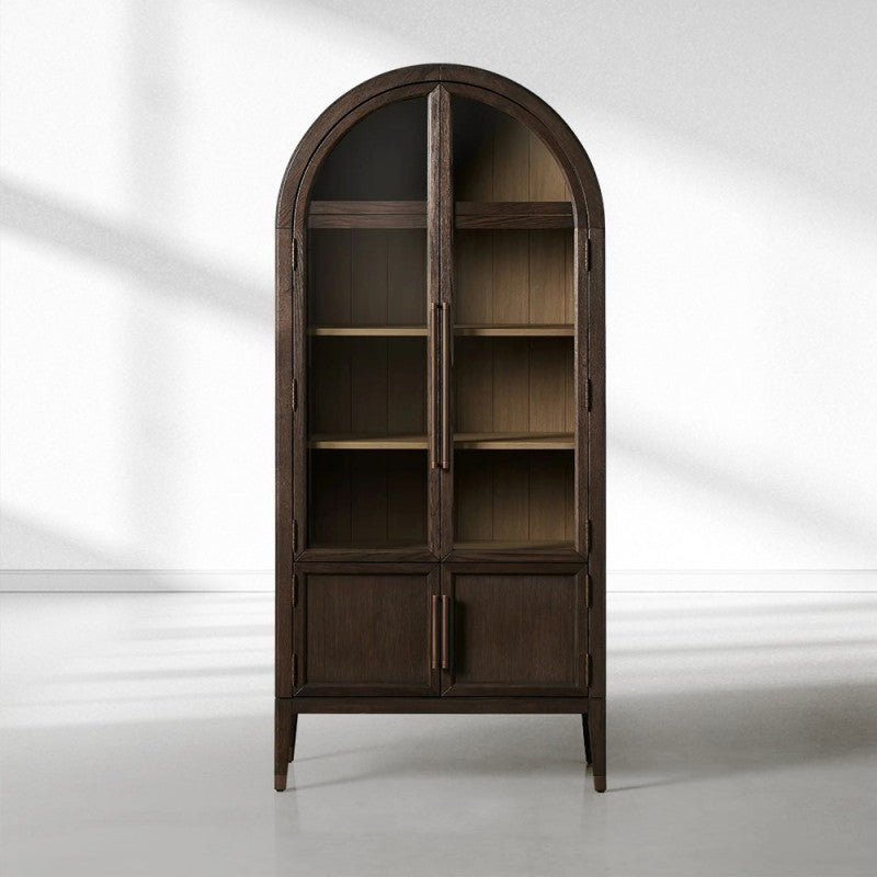 Haven Glass-Door Oak Cabinet  36“W 46”W