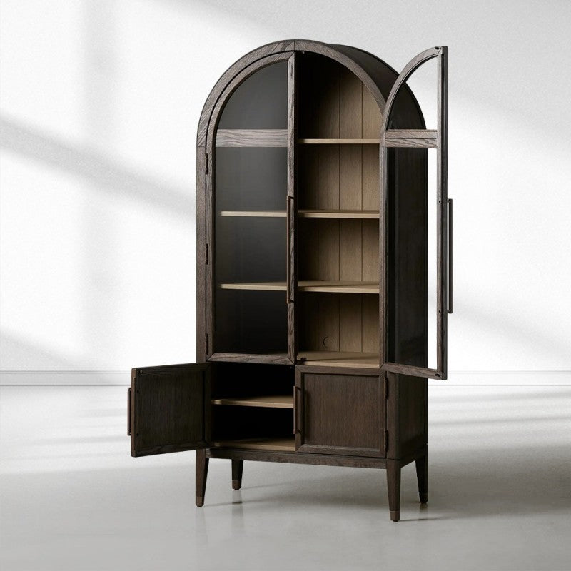 Haven Glass-Door Oak Cabinet  36“W 46”W