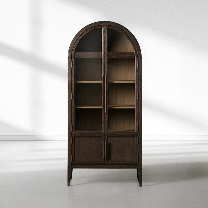 Haven Glass-Door Oak Cabinet  36“W 46”W