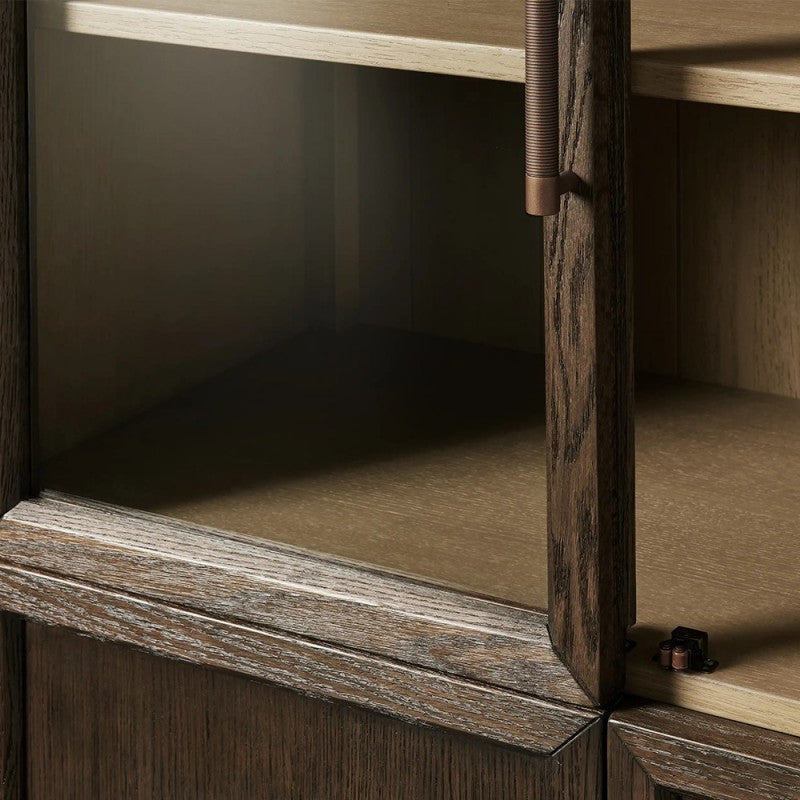 Haven Glass-Door Oak Cabinet  36“W 46”W