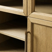 Haven Glass-Door Oak Cabinet  36“W 46”W