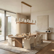 Haven Leather Brass Linear Chandelier