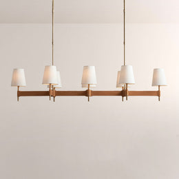 Haven Leather Brass Linear Chandelier