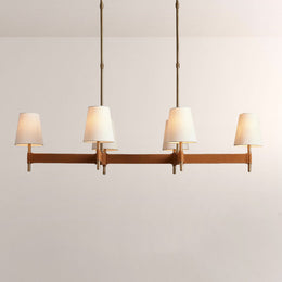 Haven Leather Brass Linear Chandelier