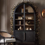 Haven Glass-Door Oak Cabinet  36“W 46”W