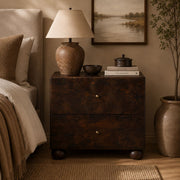 Alvory Nightstand — DARK BROWN BURL