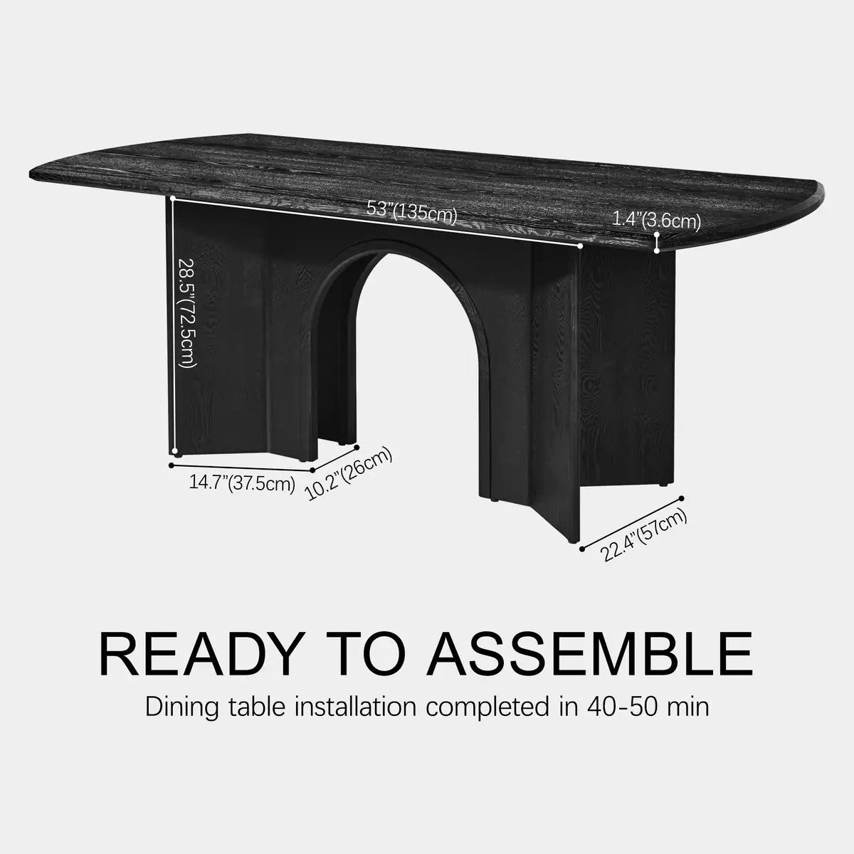 Kael Arch Solid Oak Dining Table 84“W For Dining Room