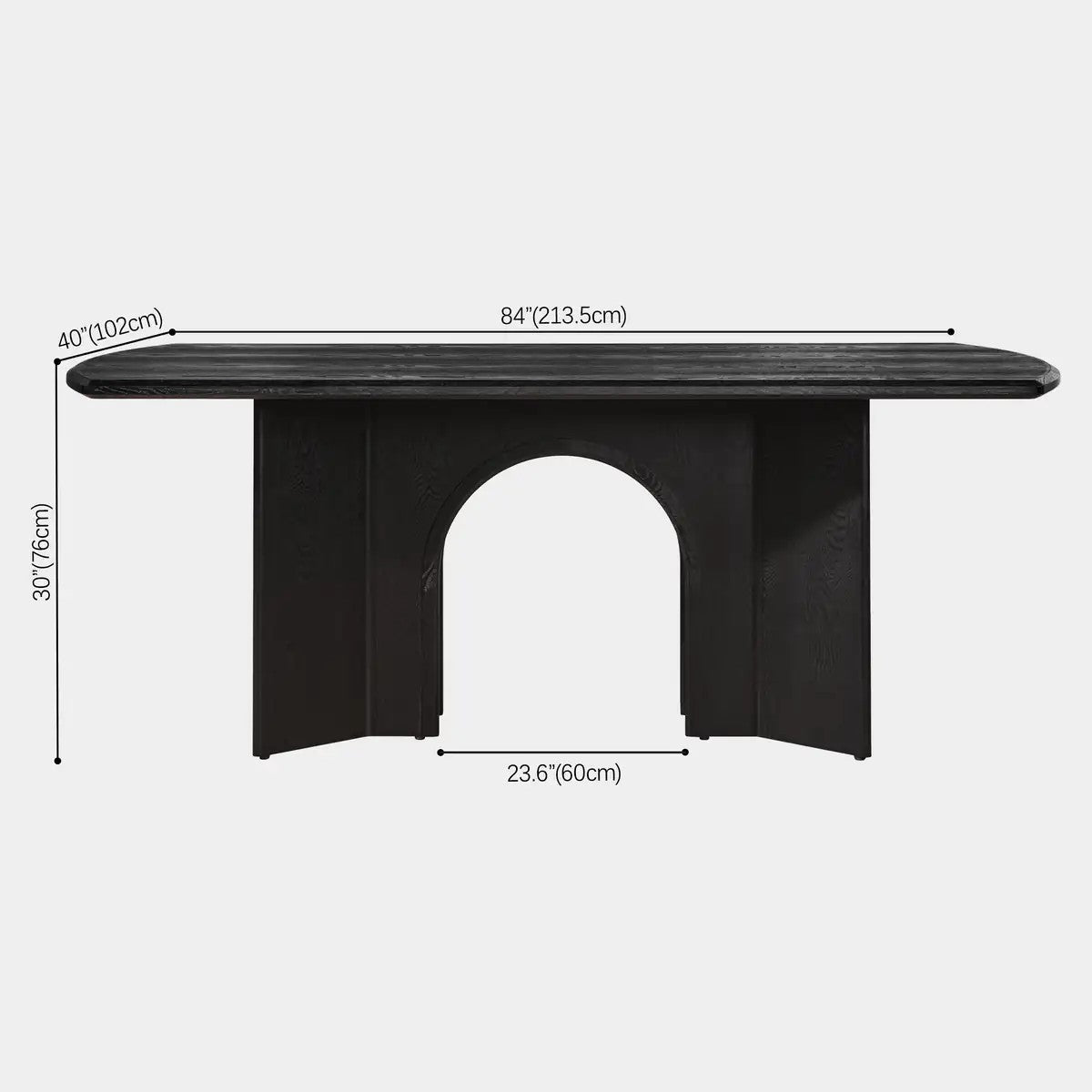 Kael Arch Solid Oak Dining Table 84“W For Dining Room