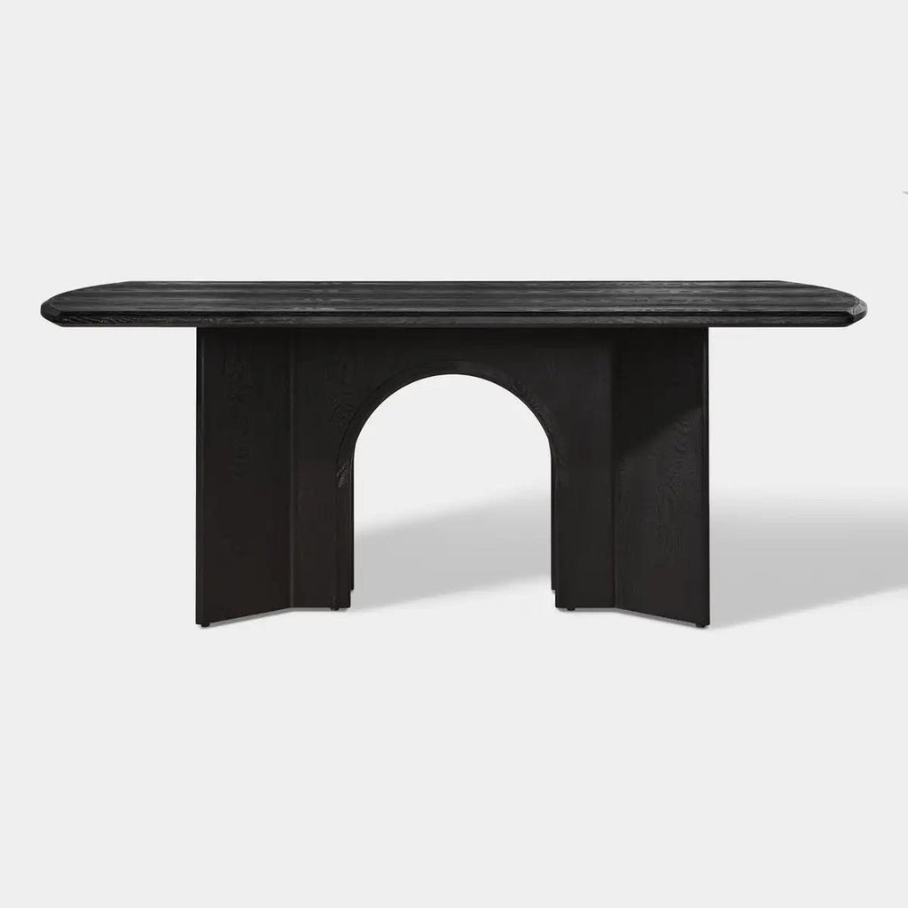 Kael Arch Solid Oak Dining Table 84“W For Dining Room