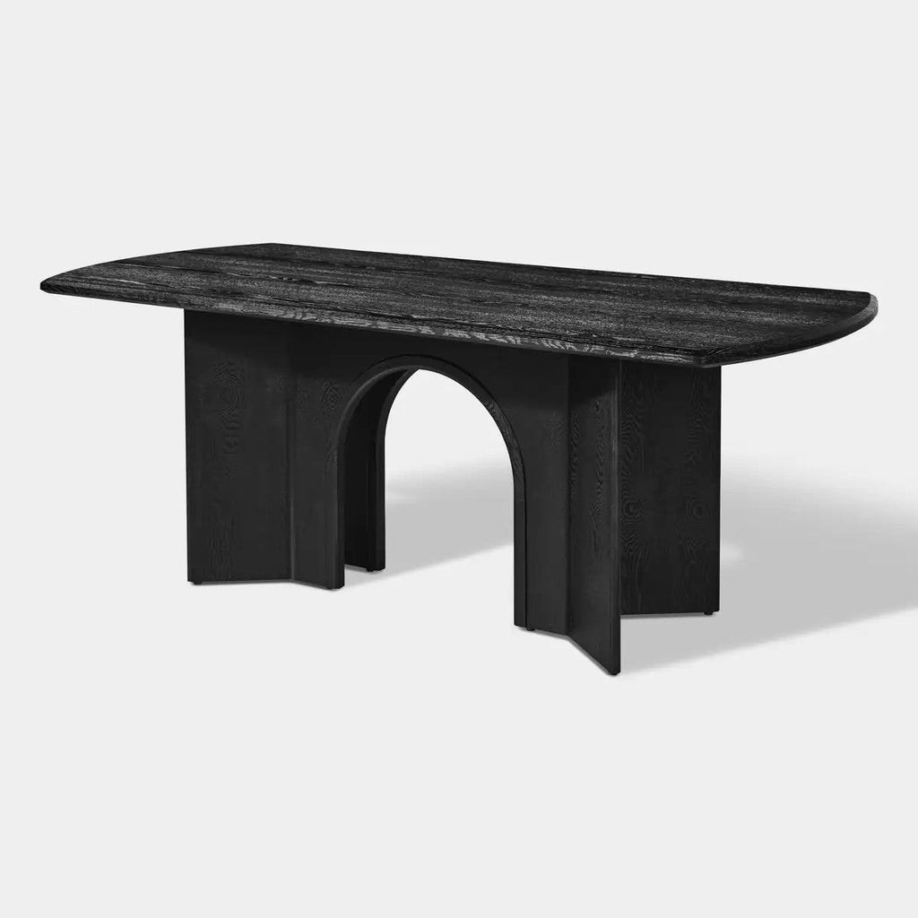 Kael Arch Solid Oak Dining Table 84“W For Dining Room