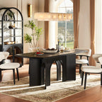 Kael Arch Solid Oak Dining Table 84“W For Dining Room