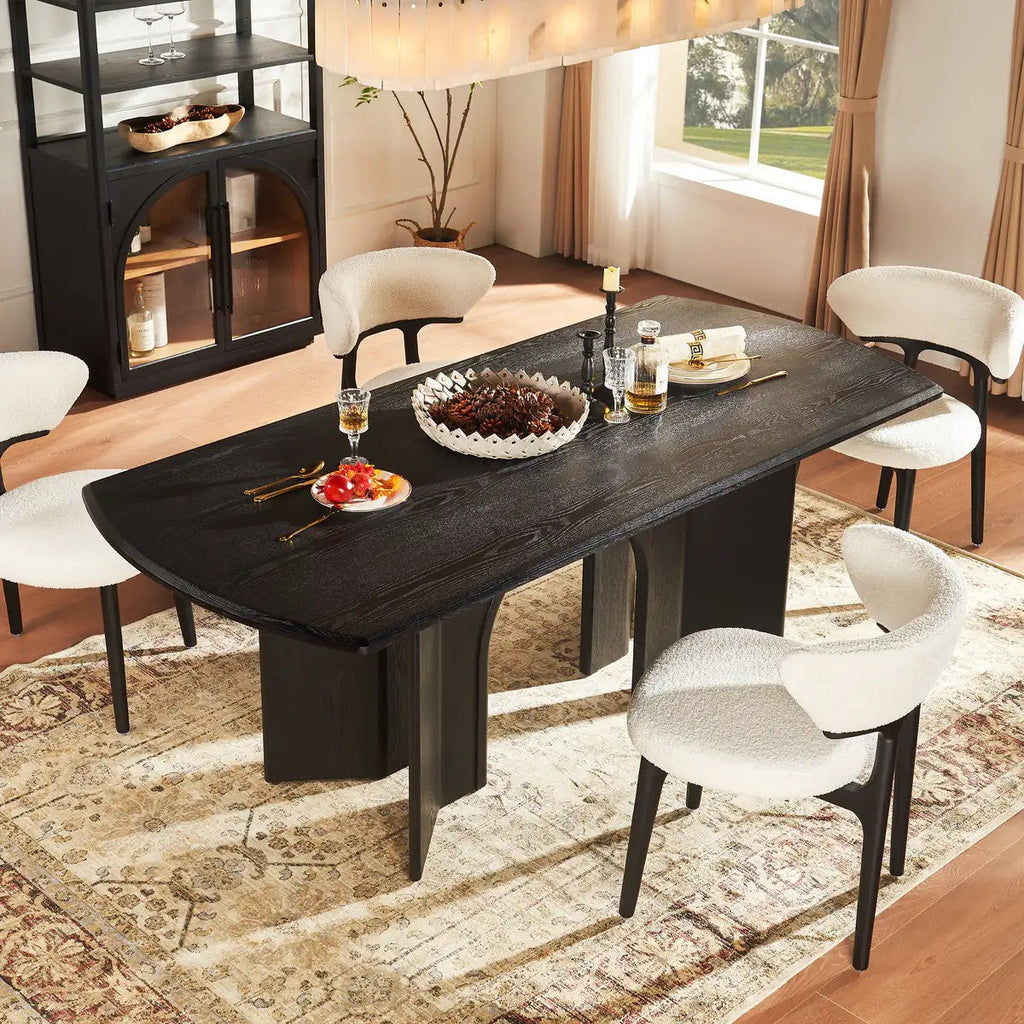 Kael Arch Solid Oak Dining Table 84“W For Dining Room