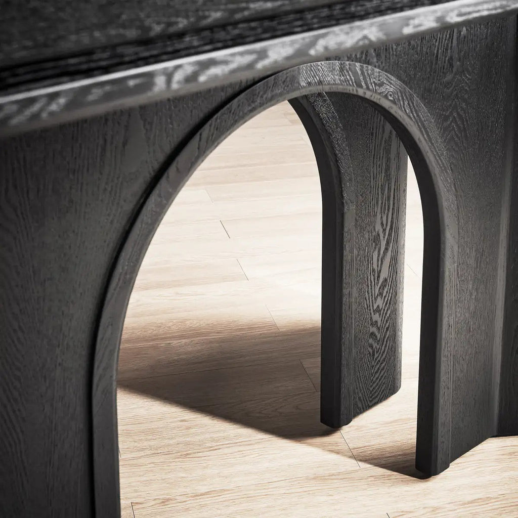 Kael Arch Solid Oak Dining Table 84“W For Dining Room