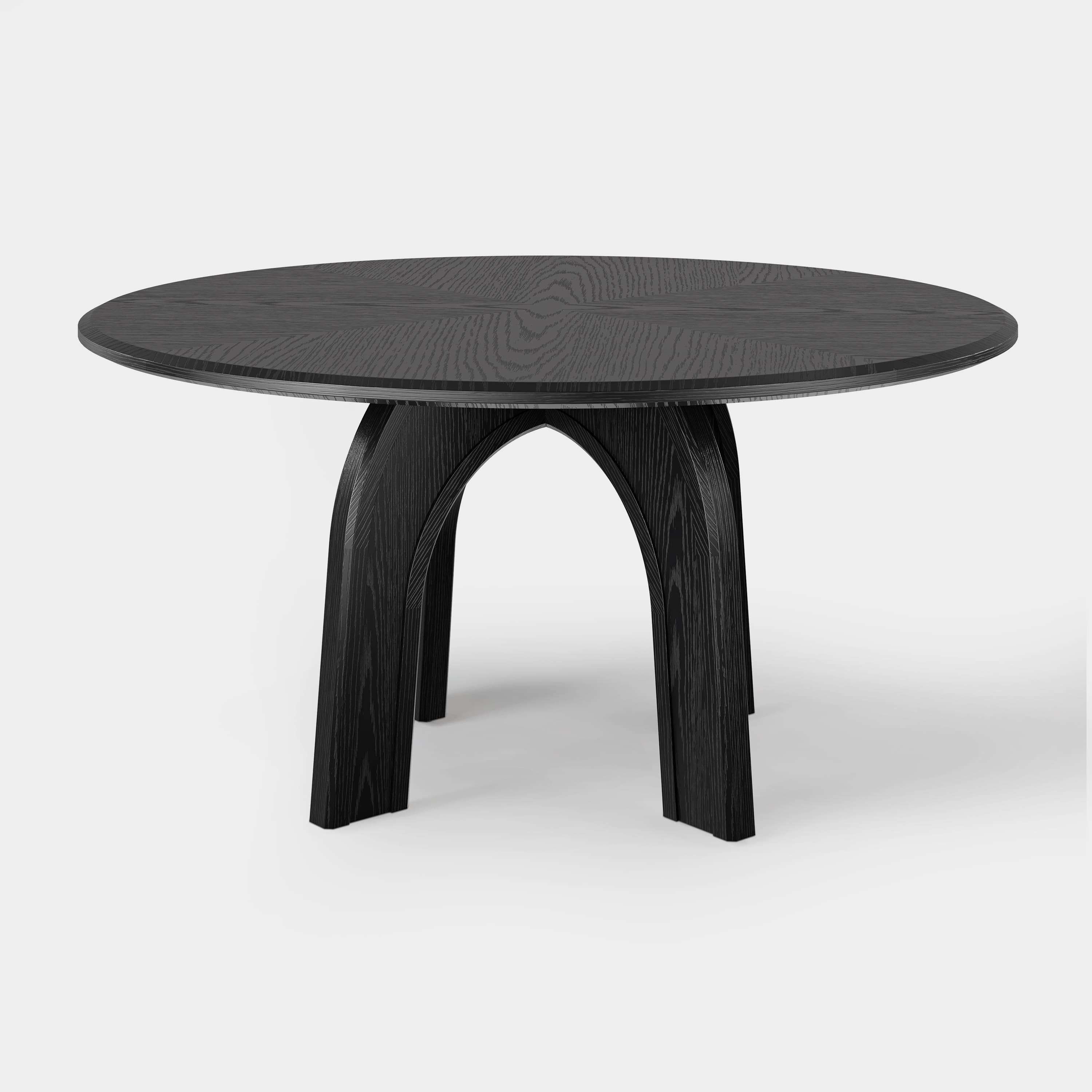 Kael Arch Solid Oak Round Dining Table 60"D For Dining Room