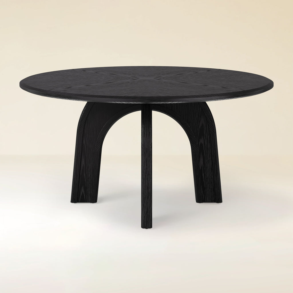 Kael Arch Solid Oak Round Dining Table 60"D For Dining Room