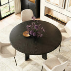 Kael Arch Solid Oak Round Dining Table 60"D For Dining Room