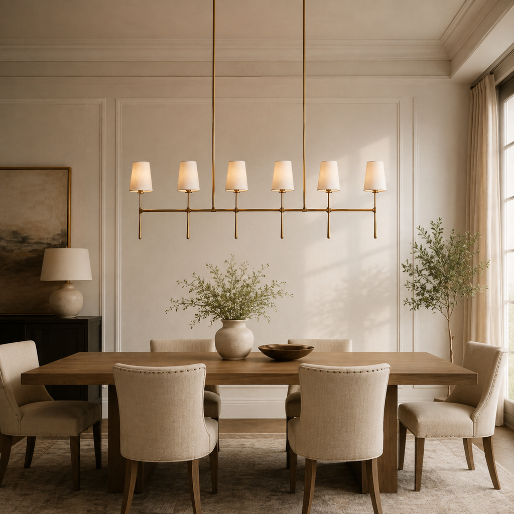 Kyler Minimalist Linear Linen Shade Chandelier