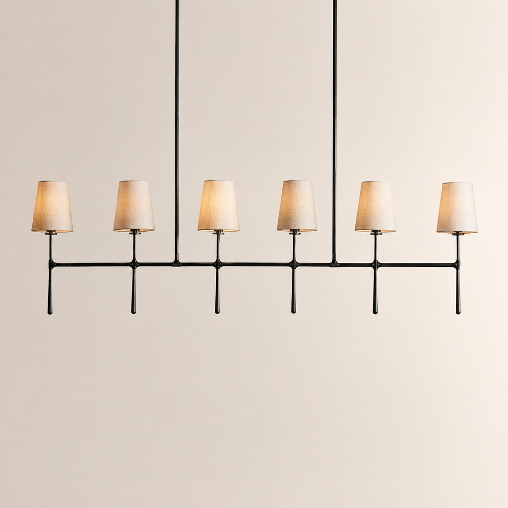 Kyler Minimalist Linear Linen Shade Chandelier