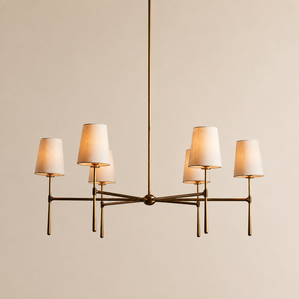 Kyler Round Tapered Linen Shade Chandelier 28”D 42“D
