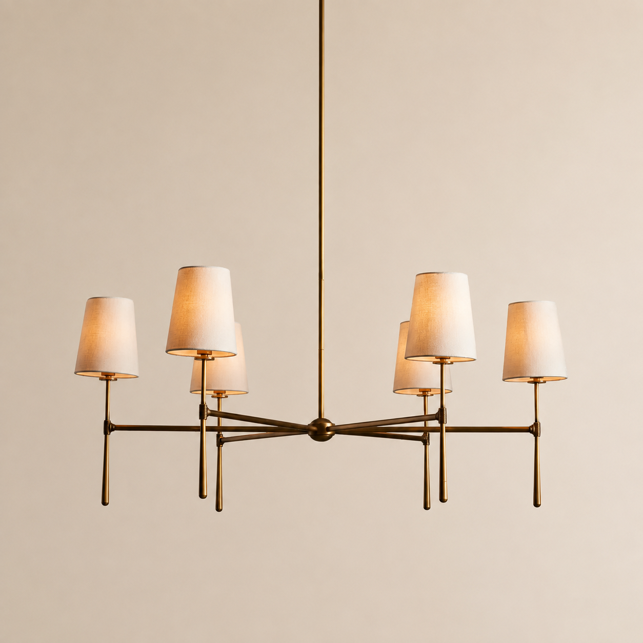 Kyler Round Tapered Linen Shade Chandelier 28”D 42“D