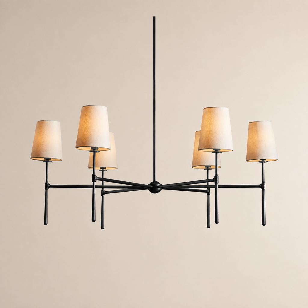 Kyler Round Tapered Linen Shade Chandelier 28”D 42“D