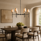 Kyler Round Tapered Linen Shade Chandelier 28”D 42“D