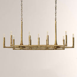 Kael Vintage Forged Brass Linear Chandelier 54