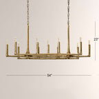 Kael Vintage Forged Brass Linear Chandelier 54"W