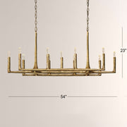 Kael Vintage Forged Brass Linear Chandelier 54