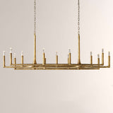 Kael Vintage Forged Brass Linear Chandelier 72