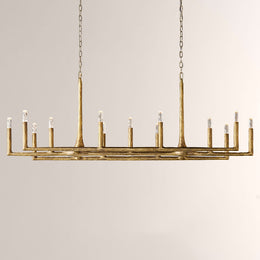 Kael Vintage Forged Brass Linear Chandelier 72
