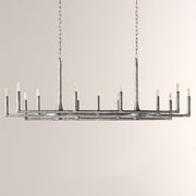 Kael Vintage Forged Brass Linear Chandelier 72