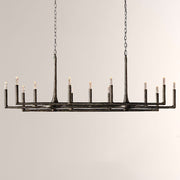 Kael Vintage Forged Brass Linear Chandelier 72