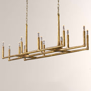 Kael Vintage Forged Brass Linear Chandelier 72