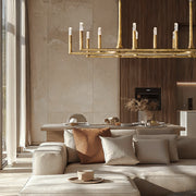 Kael Vintage Forged Brass Linear Chandelier 72